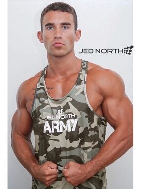 Jed North Army Tank Top XXL Gently worn 90% polyester/10% spandex Logo crackle